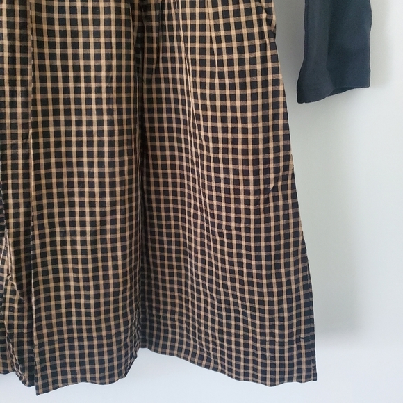 J Jill Mixed Media Black Tan Plaid Long Sleeve Dress Womens MP Medium Petite - Picture 11 of 16